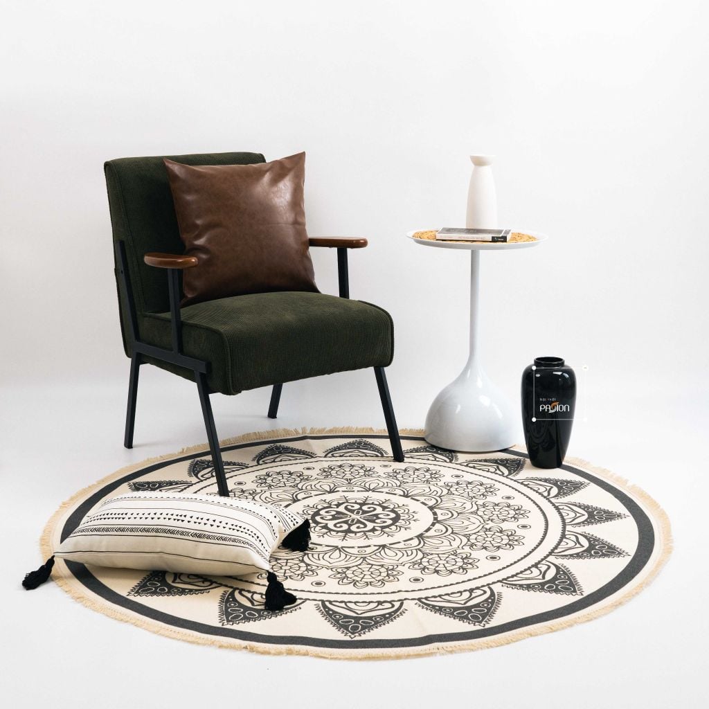 Thảm Tròn Canvas Bohemian Trang Trí