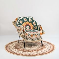 Thảm Tròn Canvas Bohemian Trang Trí
