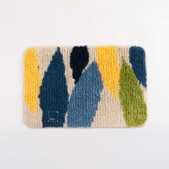 Thảm Chùi Chân Cotton Len Phối Màu Xanh Vàng