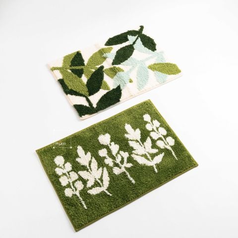Thảm Lau Chân Thảm Ra Vào Cửa Cotton Len Lá Xanh
