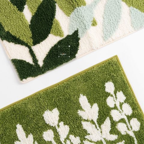 Thảm Lau Chân Thảm Ra Vào Cửa Cotton Len Lá Xanh