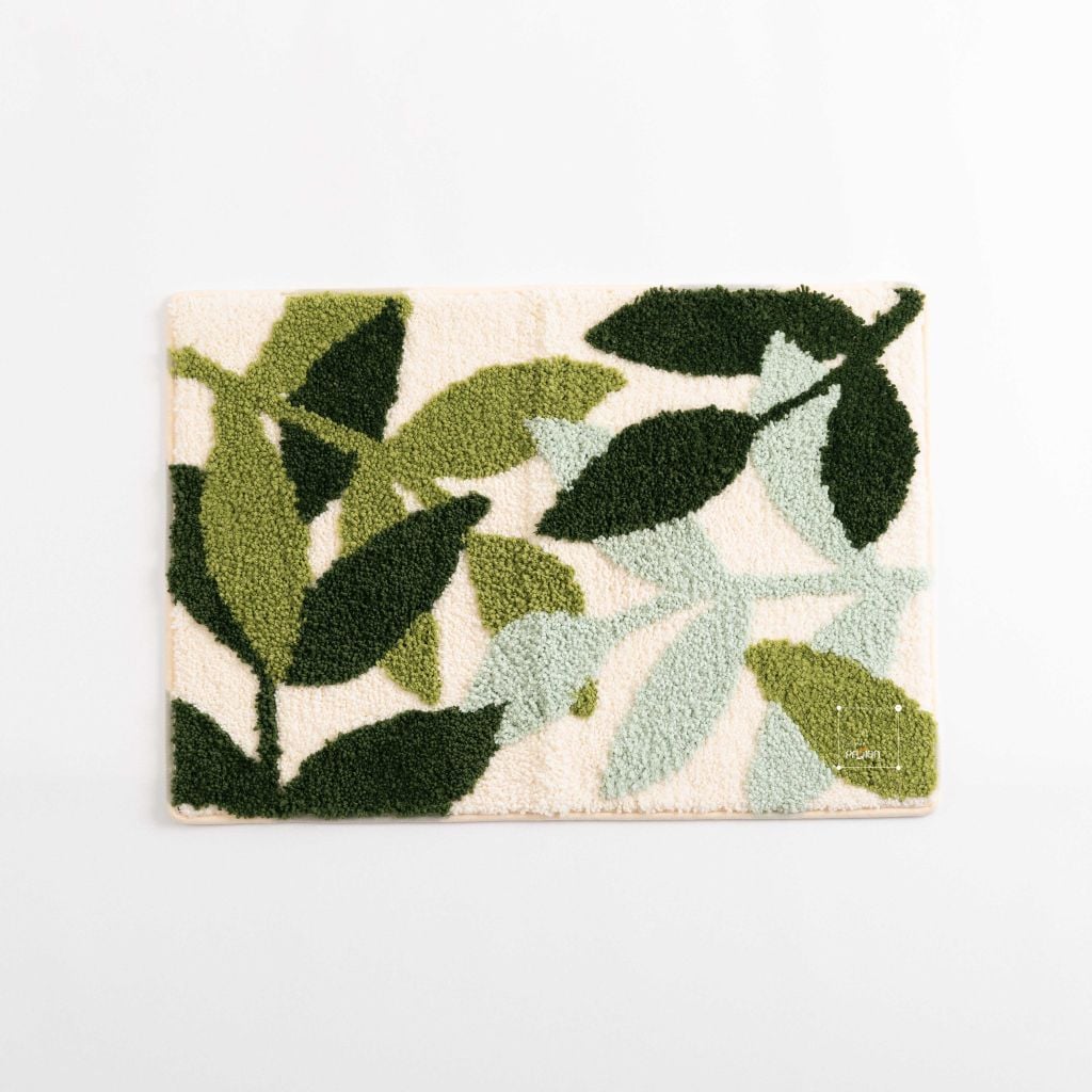 Thảm Lau Chân Thảm Ra Vào Cửa Cotton Len Lá Xanh