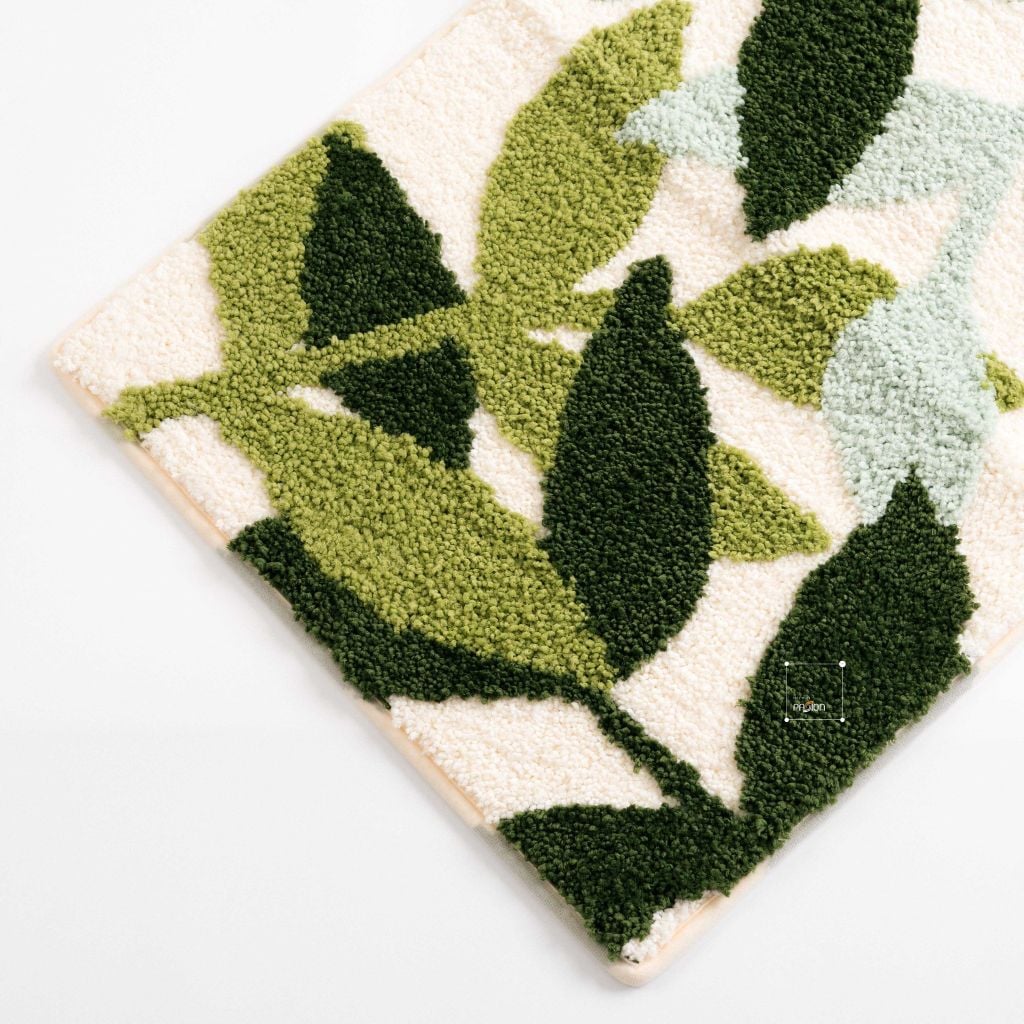 Thảm Lau Chân Thảm Ra Vào Cửa Cotton Len Lá Xanh