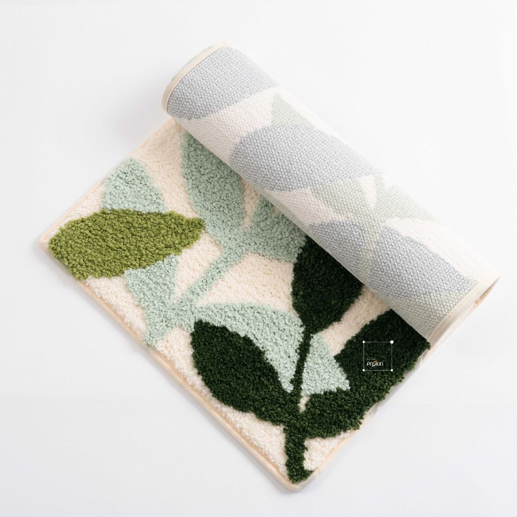 Thảm Lau Chân Thảm Ra Vào Cửa Cotton Len Lá Xanh