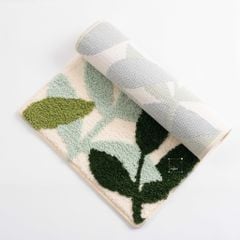 Thảm Lau Chân Thảm Ra Vào Cửa Cotton Len Lá Xanh