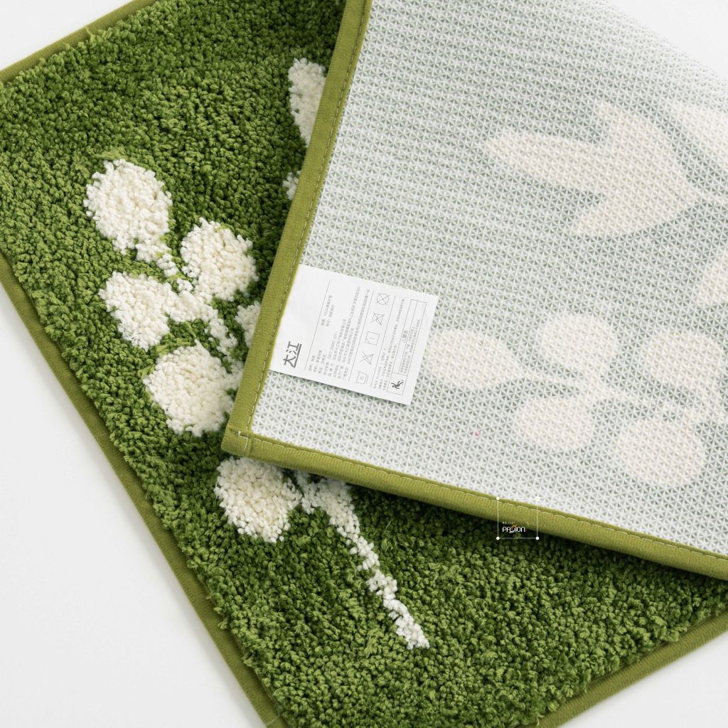 Thảm Lau Chân Thảm Ra Vào Cửa Cotton Len Lá Xanh