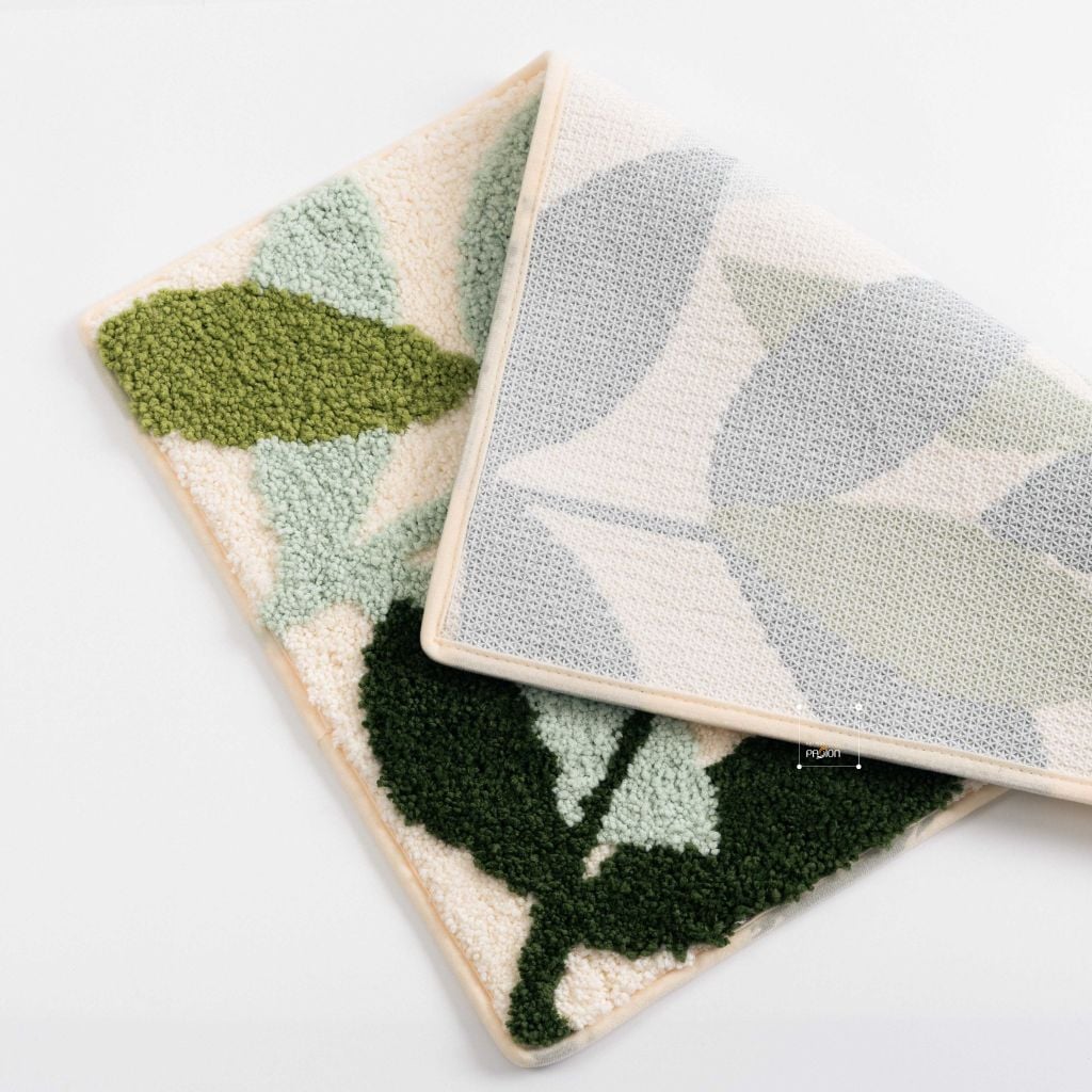 Thảm Lau Chân Thảm Ra Vào Cửa Cotton Len Lá Xanh