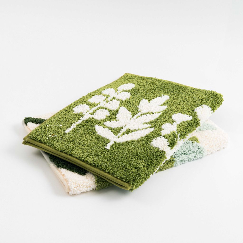 Thảm Lau Chân Thảm Ra Vào Cửa Cotton Len Lá Xanh