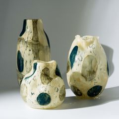 Bình Hoa Thủy Tinh Kết Cấu Lưới Xanh Lam Sang Trọng