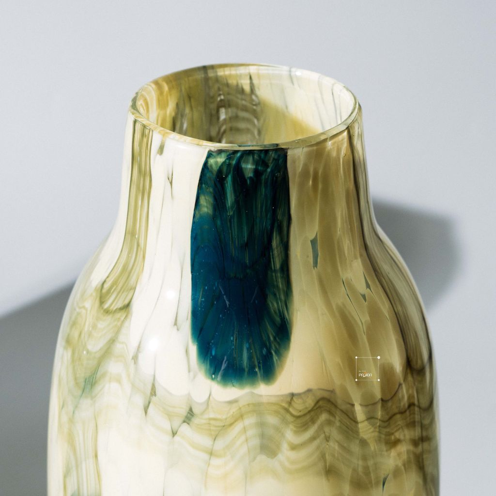 Bình Hoa Thủy Tinh Kết Cấu Lưới Xanh Lam Sang Trọng