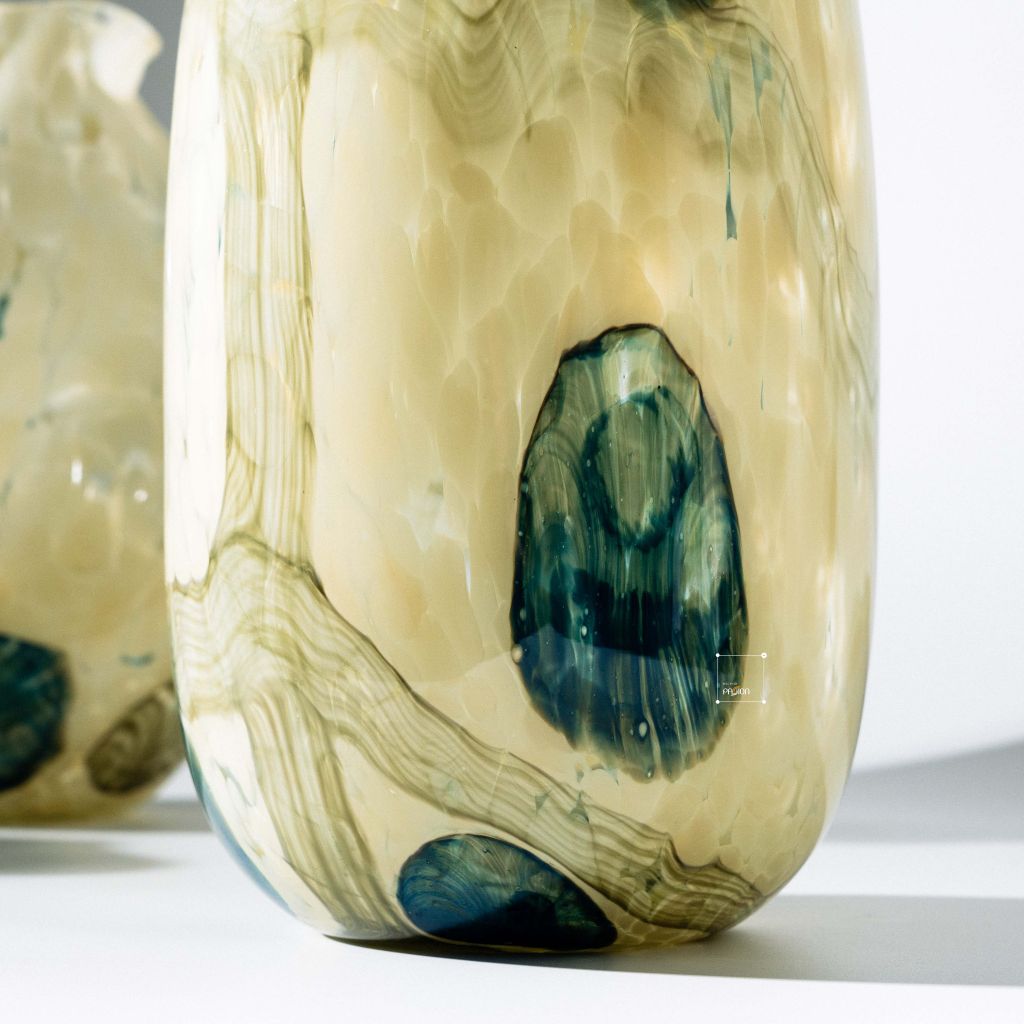 Bình Hoa Thủy Tinh Kết Cấu Lưới Xanh Lam Sang Trọng