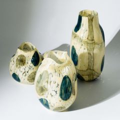 Bình Hoa Thủy Tinh Kết Cấu Lưới Xanh Lam Sang Trọng