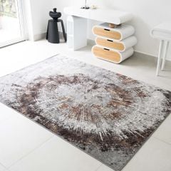 Thảm Trải Sàn Lông Ngắn Vệt Sáng Xoáy Tròn Vintage
