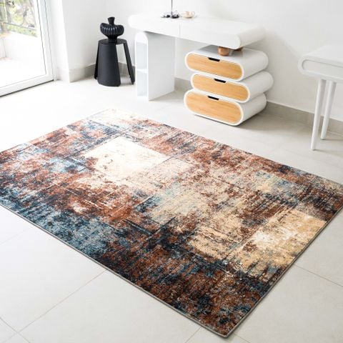Thảm Lông Trải Sàn Sợi Ngắn Dệt Điểm Cao Cấp Tông Nâu
