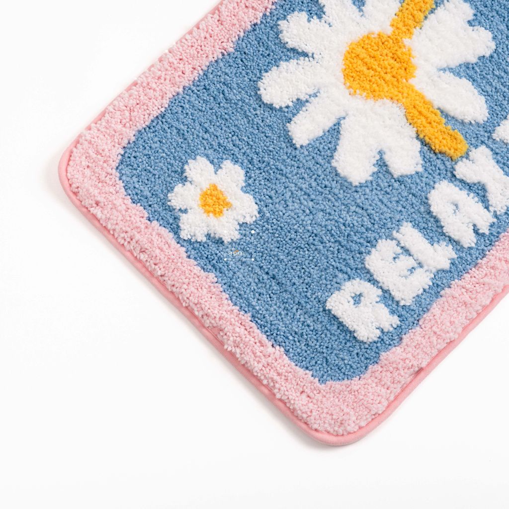 Thảm Lau Chân Cotton Len Dày Hình Bông Hoa Relax In Nổi