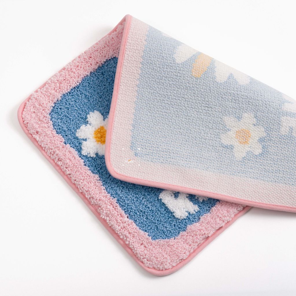 Thảm Lau Chân Cotton Len Dày Hình Bông Hoa Relax In Nổi