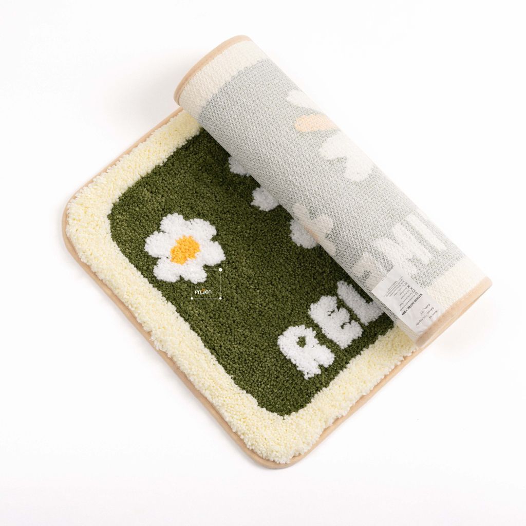 Thảm Lau Chân Cotton Len Dày Hình Bông Hoa Relax In Nổi