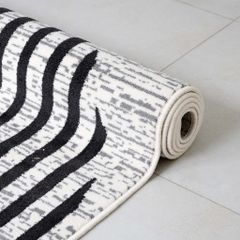 Thảm Lông Sợi Ngắn Lượn Sóng Phối Màu Xám Đen Không Gian 3D