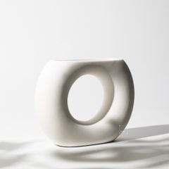 Bình Gốm Trắng Wabi Sabi Tạo Dáng Cách Điệu Decor Hoa Khô