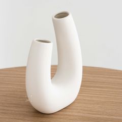 Bình Gốm Trắng Wabi Sabi Tạo Dáng Cách Điệu Decor Hoa Khô