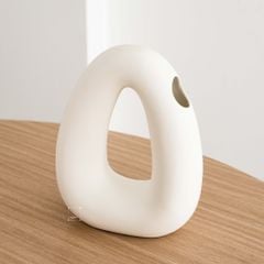 Bình Gốm Trắng Wabi Sabi Tạo Dáng Cách Điệu Decor Hoa Khô