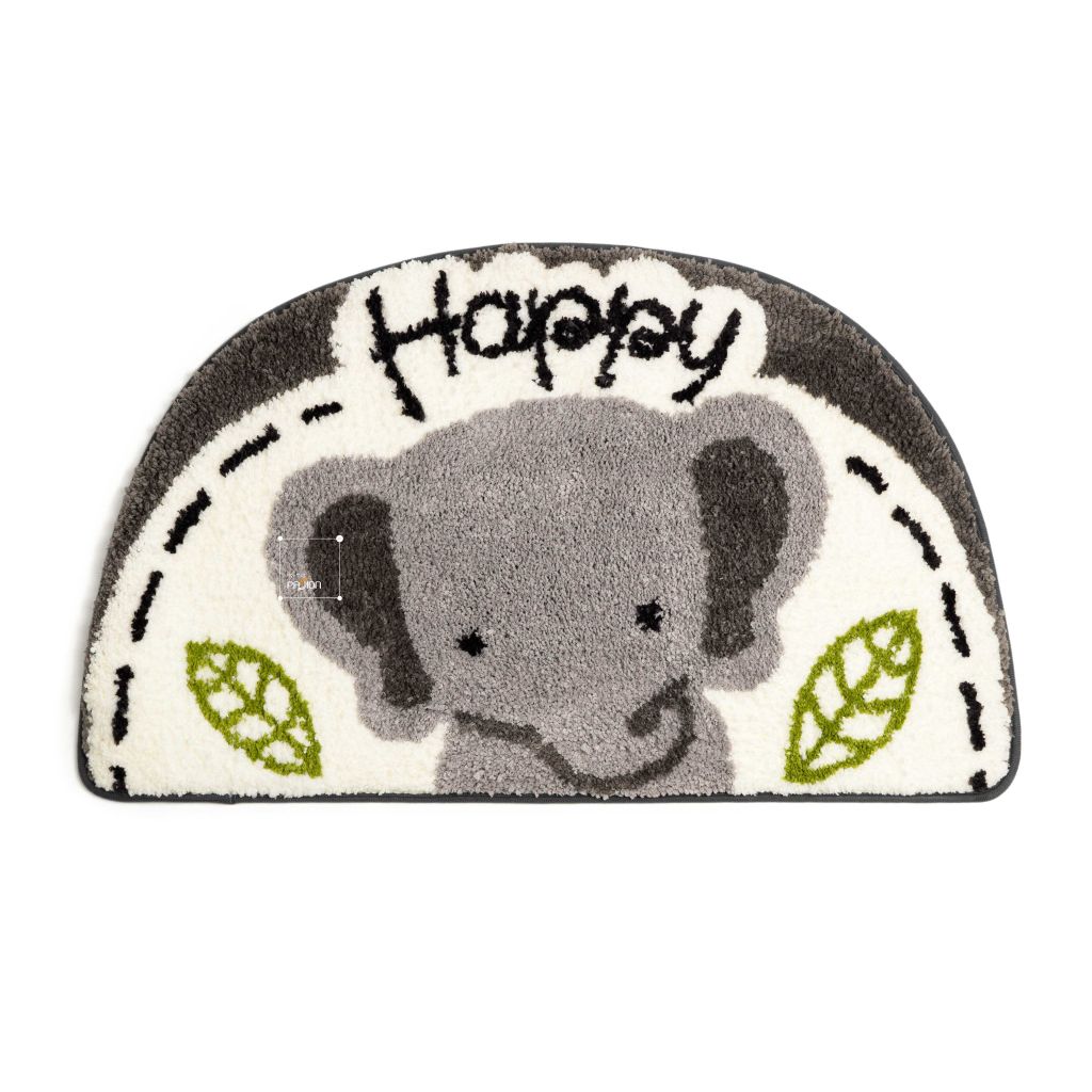 Thảm Lau Chân Sợi Len Ra Vào Cửa Bán Nguyệt Mặt Gấu