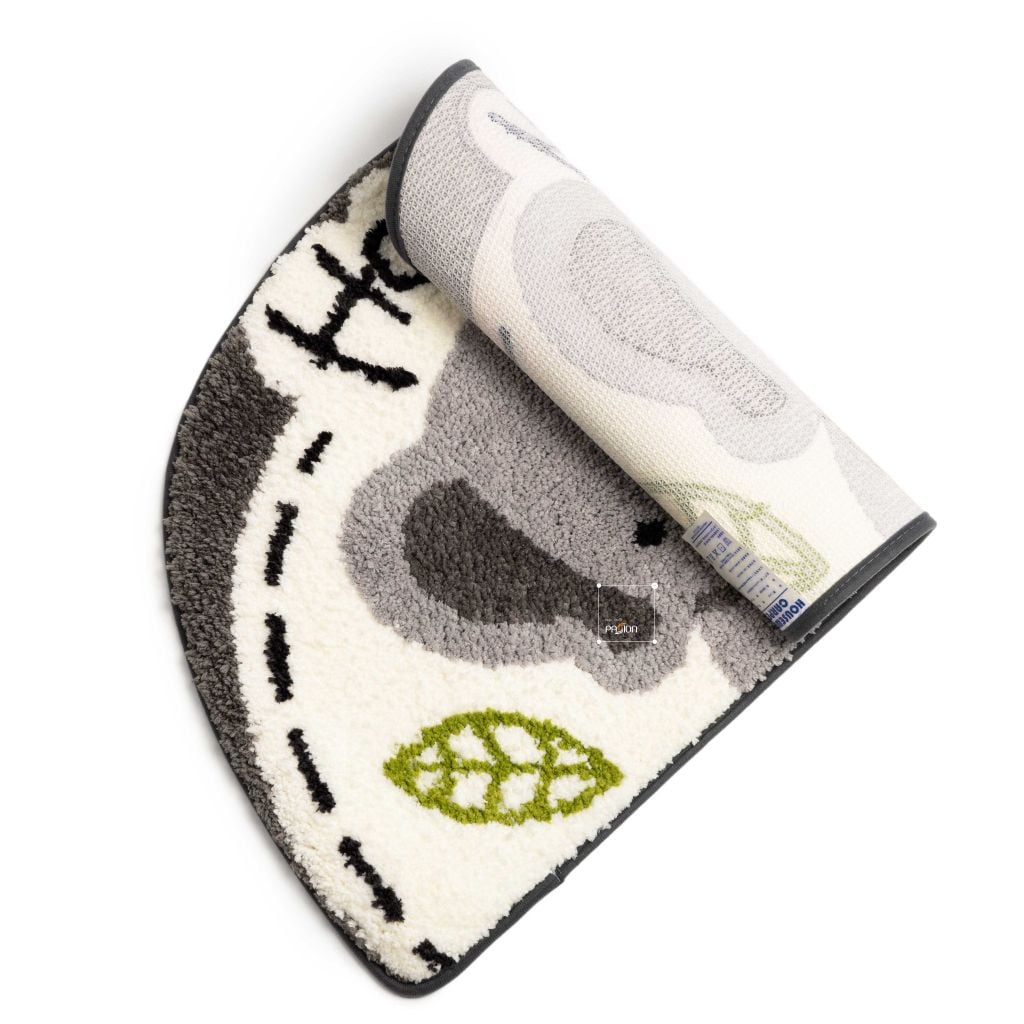 Thảm Lau Chân Sợi Len Ra Vào Cửa Bán Nguyệt Mặt Gấu