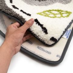 Thảm Lau Chân Sợi Len Ra Vào Cửa Bán Nguyệt Mặt Gấu