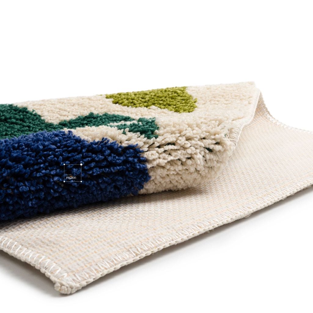 Thảm Lau Chân Cotton Len Sợi Siêu Thấm Hình Mèo Ovan