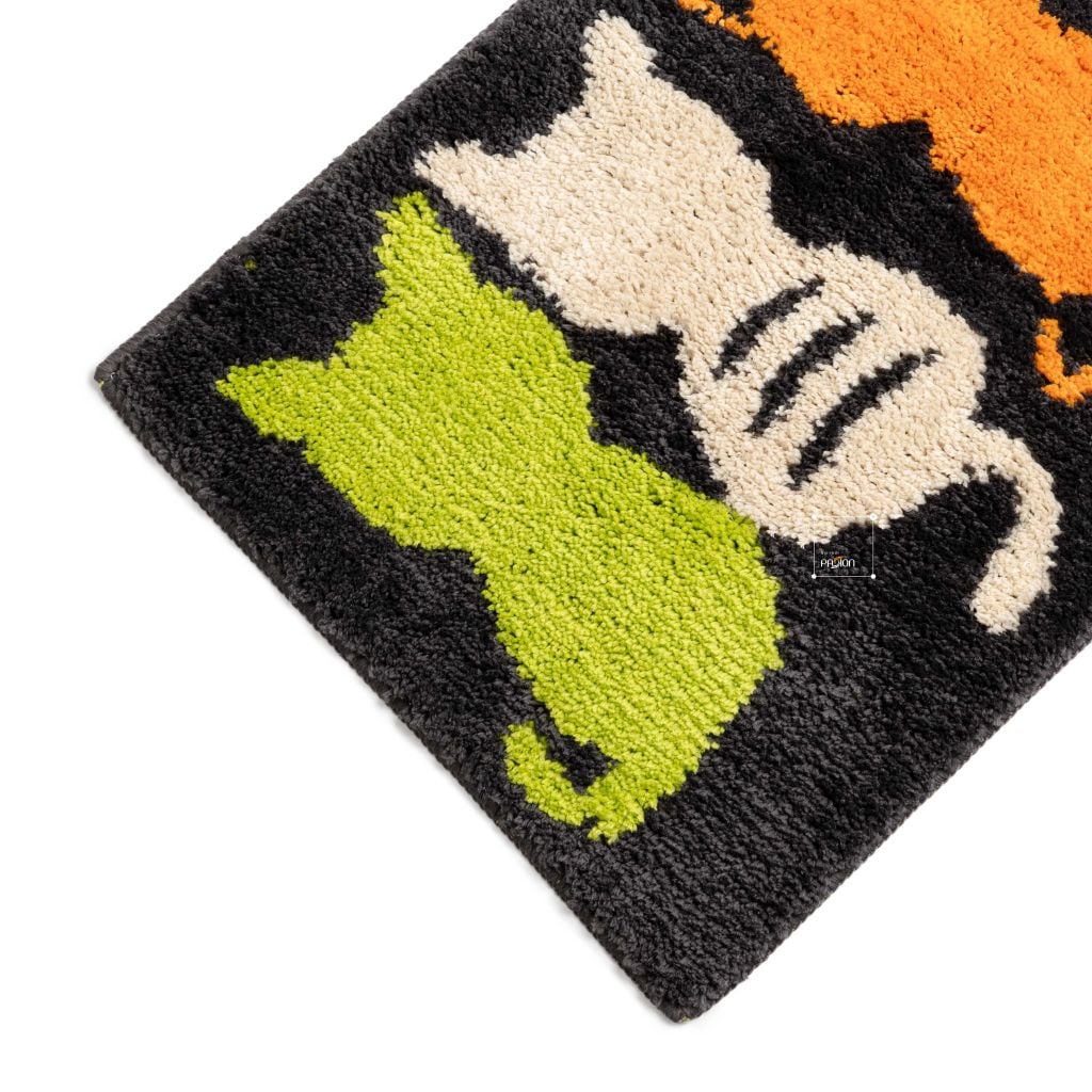 Thảm Lau Chân Cotton Len Sợi Siêu Thấm Hình Mèo Ovan