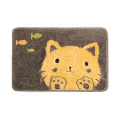 Thảm Lau Chân Cotton Len Mèo Nâu Xanh