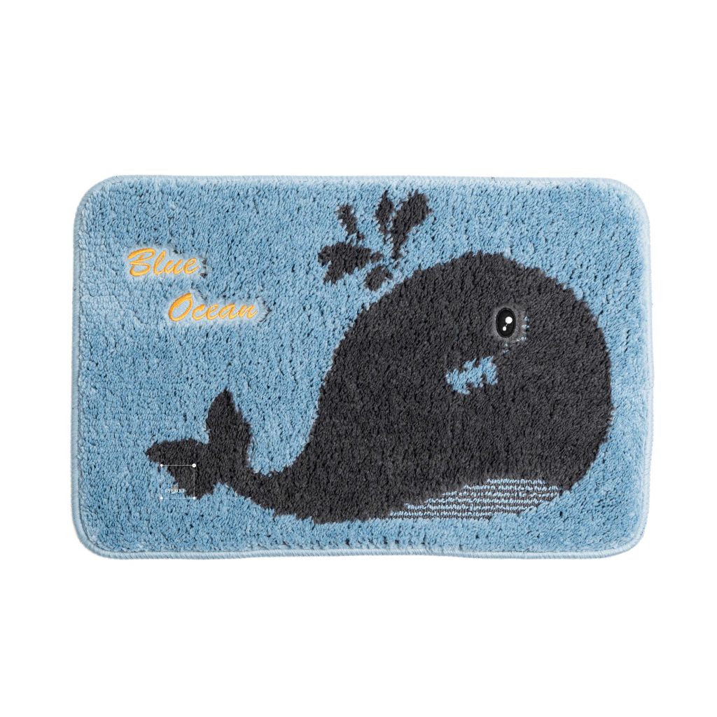 Thảm Lau Chân Cotton Len Mèo Nâu Xanh