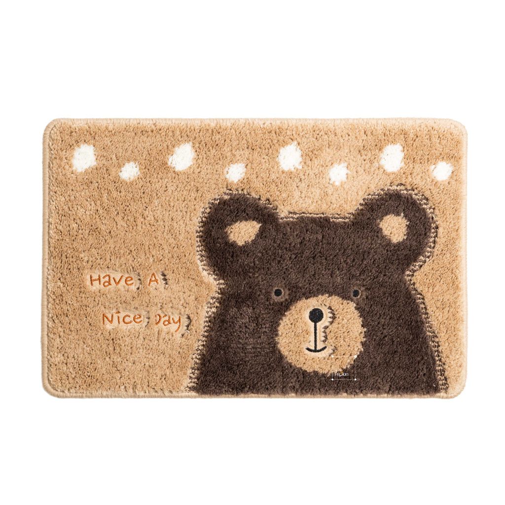 Thảm Lau Chân Cotton Len Mèo Nâu Xanh