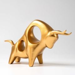 Tượng Bò Vàng Trang Trí Tủ Kệ Phòng Khách Hiện Đại