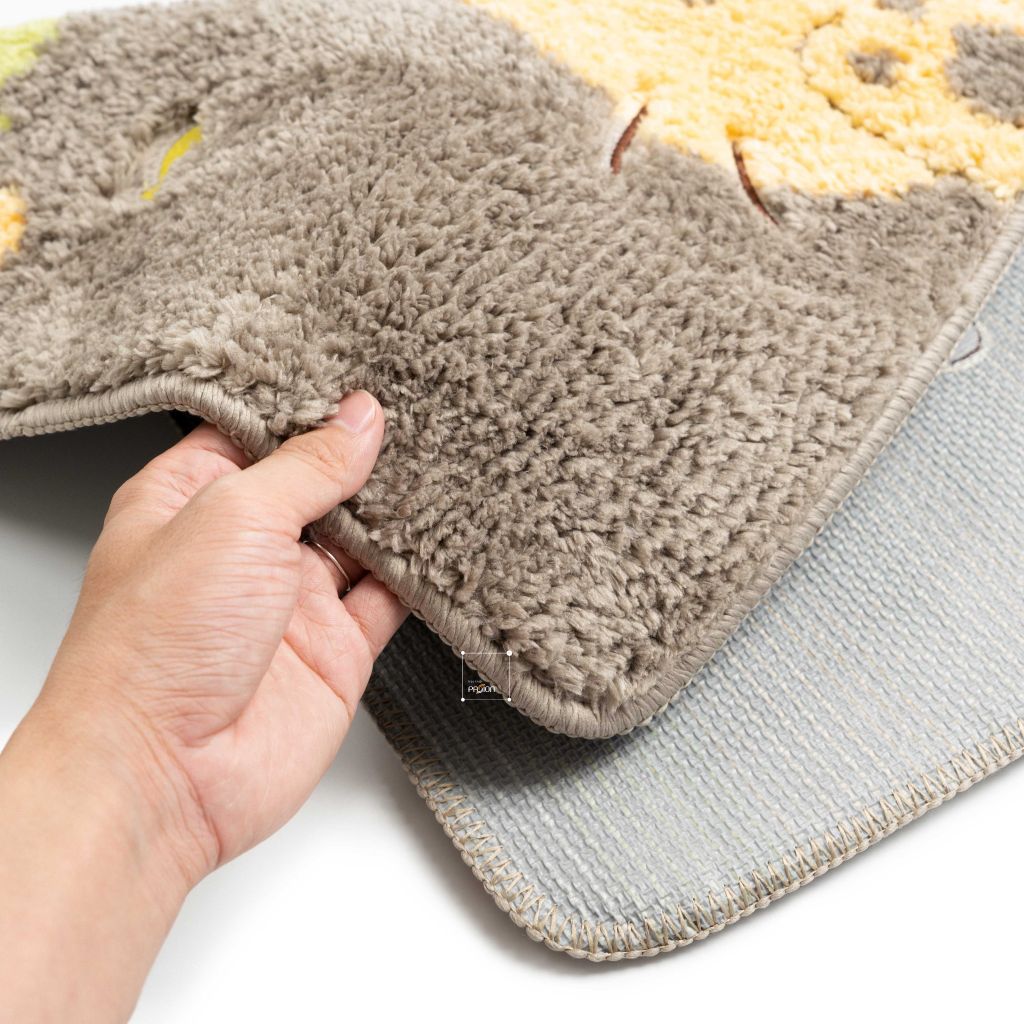 Thảm Lau Chân Cotton Len Mèo Nâu Xanh