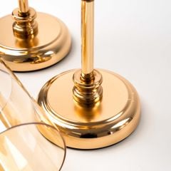 Bộ 3 Chân Nến Kèm Nến Trụ Lớn Màu Vàng Decor Bàn Ăn