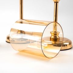 Bộ 3 Chân Nến Kèm Nến Trụ Lớn Màu Vàng Decor Bàn Ăn