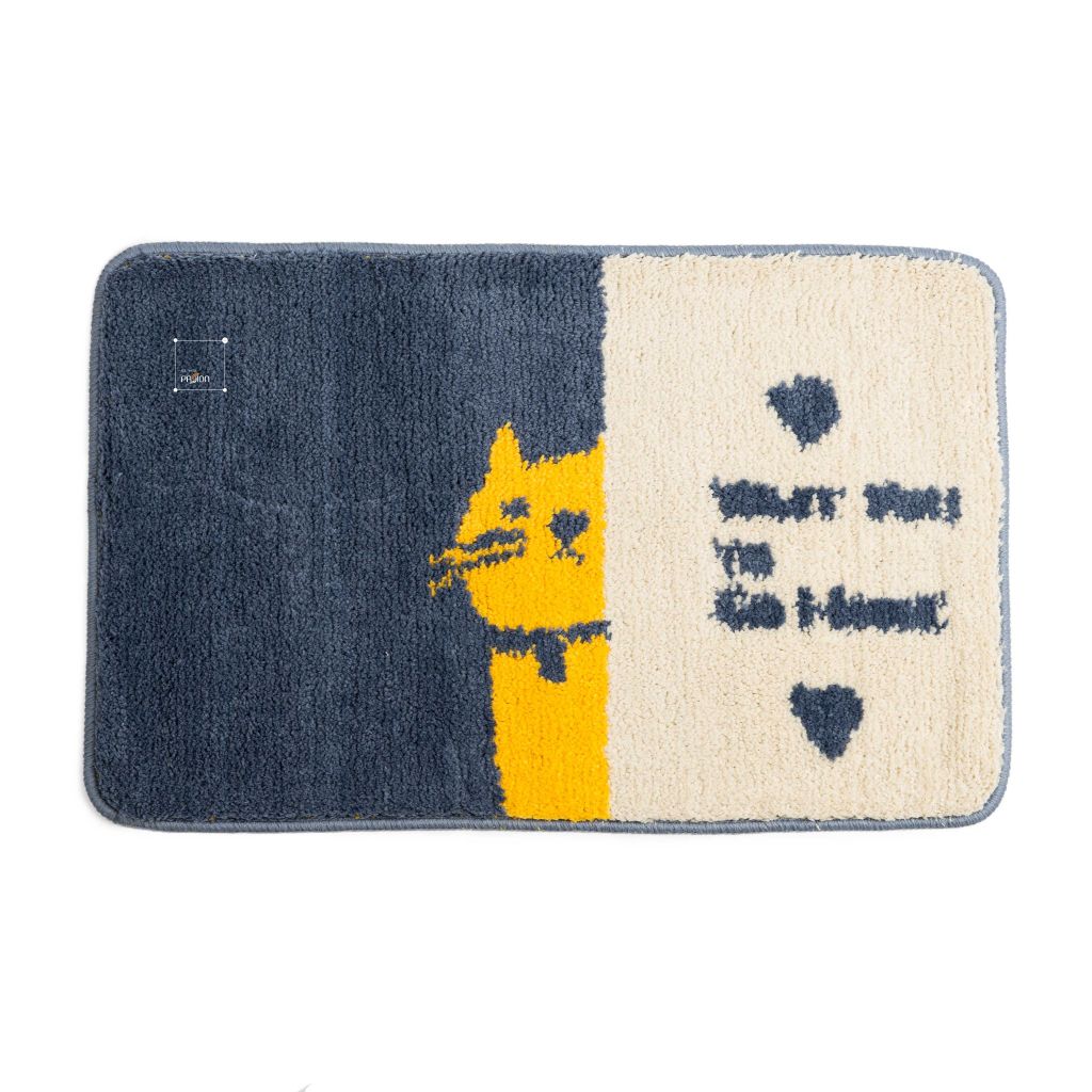 Thảm Lau Chân Màu Tối Giản Họa Tiết Mèo Thỏ