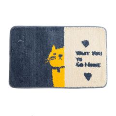 Thảm Lau Chân Màu Tối Giản Họa Tiết Mèo Thỏ