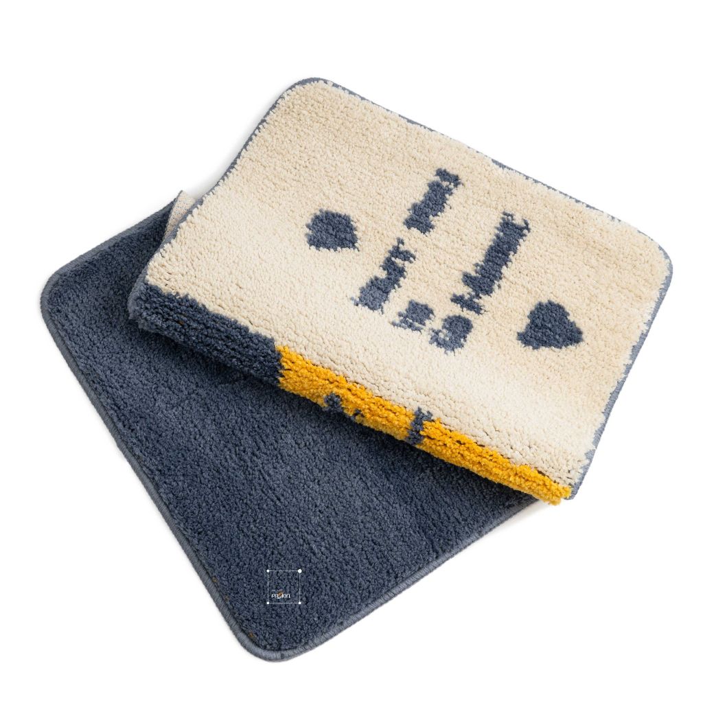 Thảm Lau Chân Màu Tối Giản Họa Tiết Mèo Thỏ