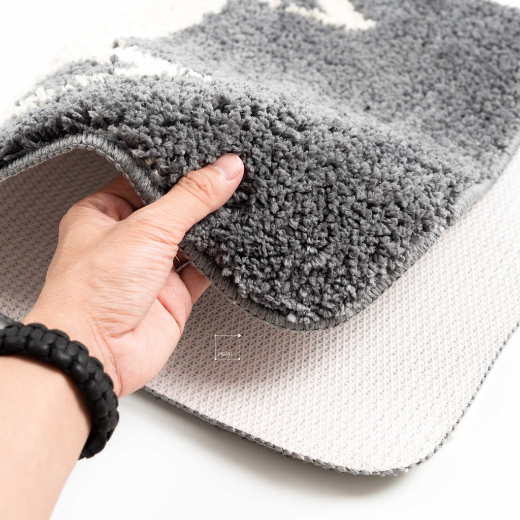 Thảm Lau Chân Màu Tối Giản Họa Tiết Mèo Thỏ