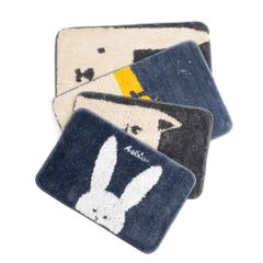 Thảm Lau Chân Màu Tối Giản Họa Tiết Mèo Thỏ