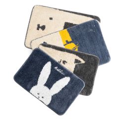 Thảm Lau Chân Màu Tối Giản Họa Tiết Mèo Thỏ