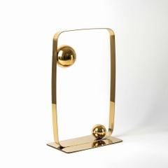 Set 2 Tượng Kim Loại Vàng Phối Bóng Tròn Decor Để Bàn