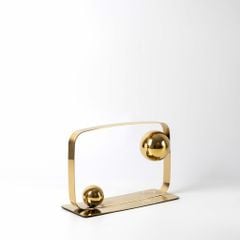 Set 2 Tượng Kim Loại Vàng Phối Bóng Tròn Decor Để Bàn