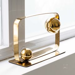 Set 2 Tượng Kim Loại Vàng Phối Bóng Tròn Decor Để Bàn