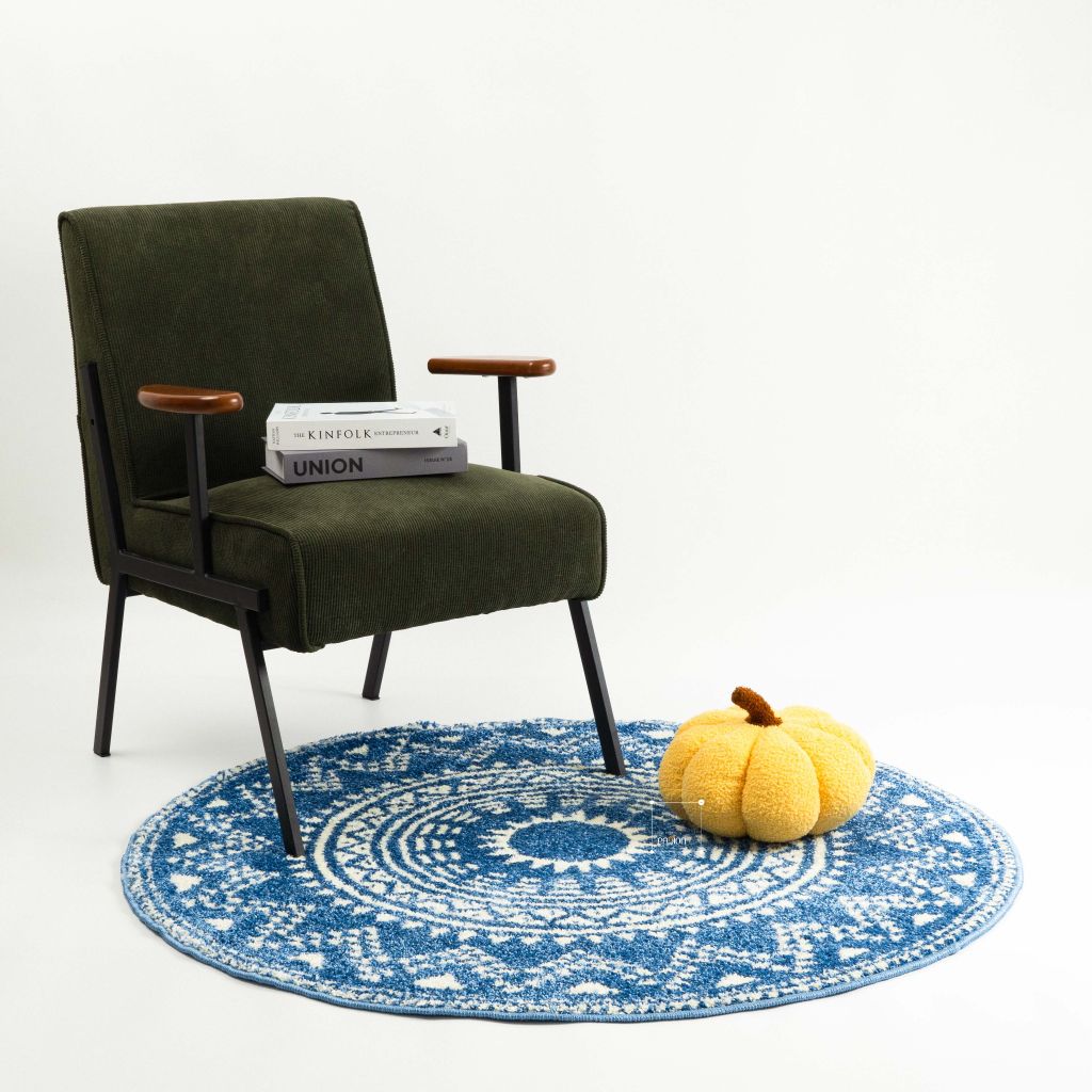 Thảm Tròn Lông Ngắn Trải Sàn Họa Tiết Hoa Văn Trống Đồng