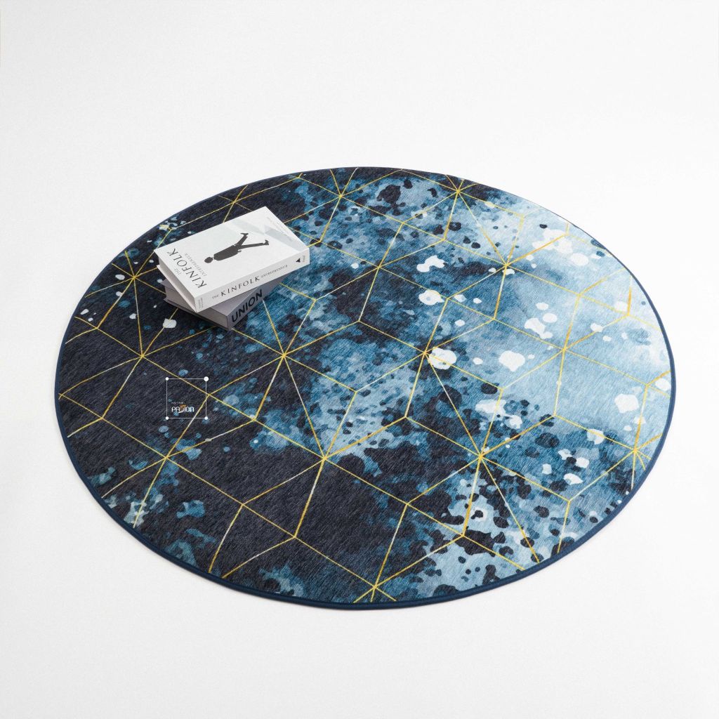 Thảm Tròn Trải Sàn Chinell Chống Trượt Blue Diamond