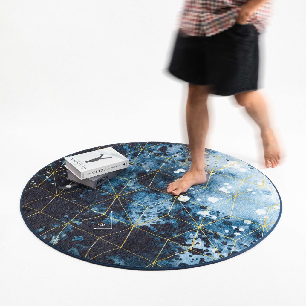 Thảm Tròn Trải Sàn Chinell Chống Trượt Blue Diamond