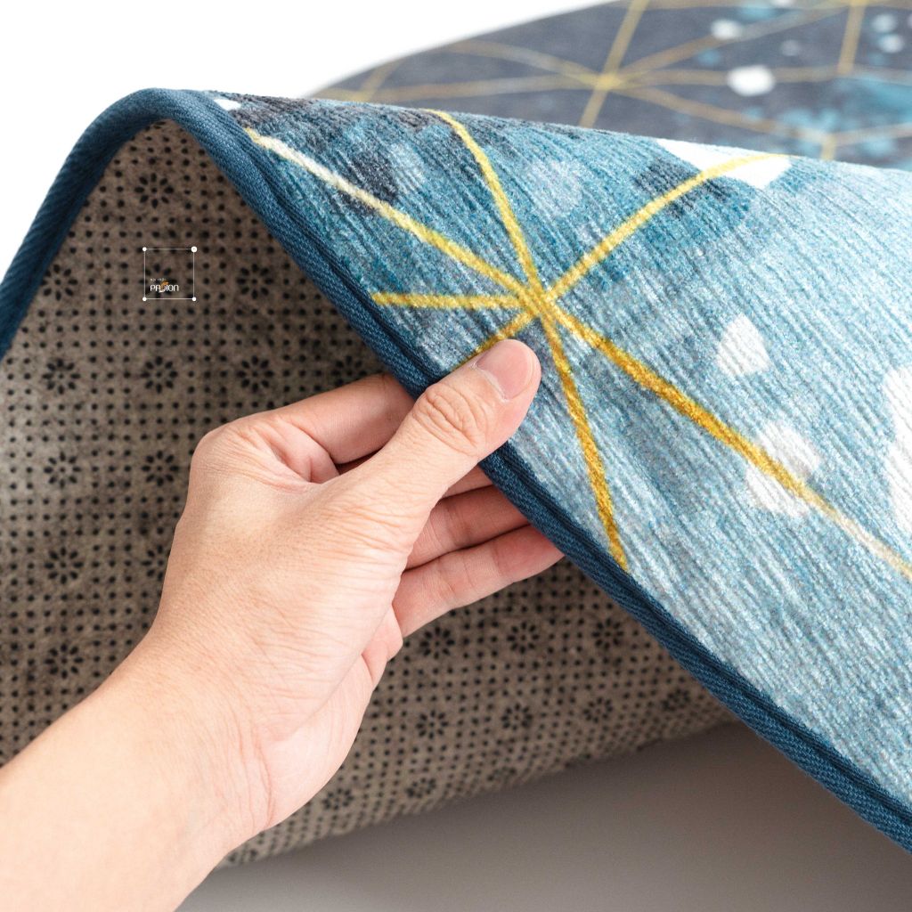 Thảm Tròn Trải Sàn Chinell Chống Trượt Blue Diamond